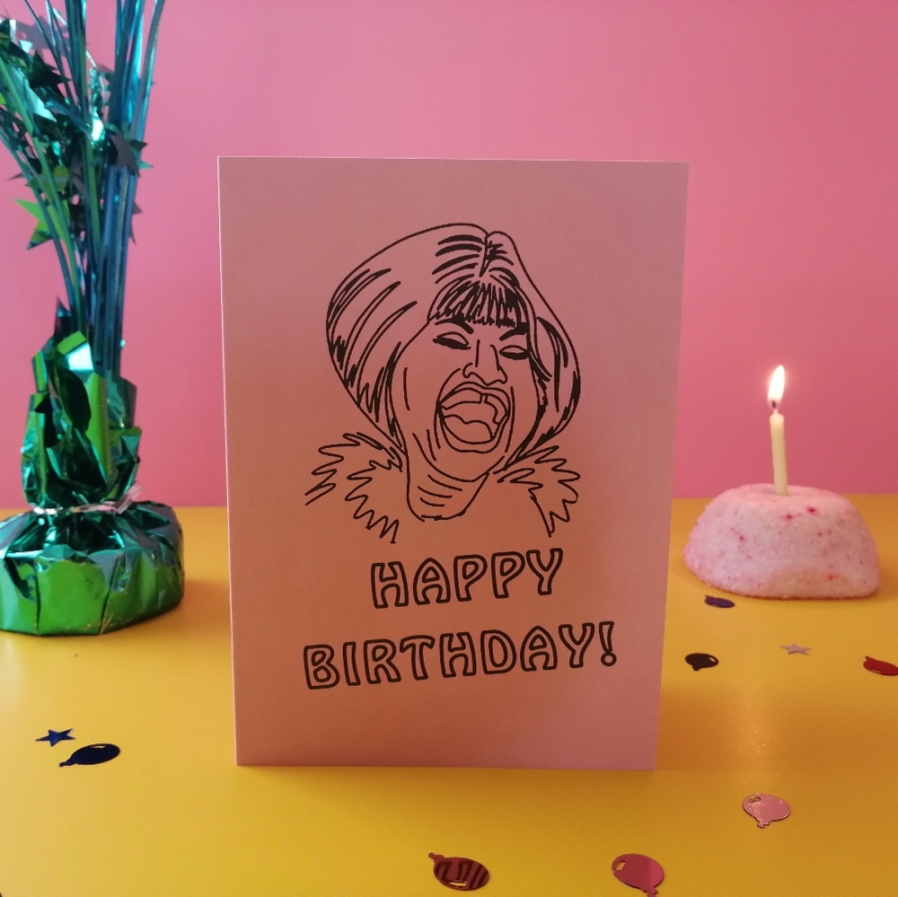 Celia Cruz Pink Happy Birthday Card Set
